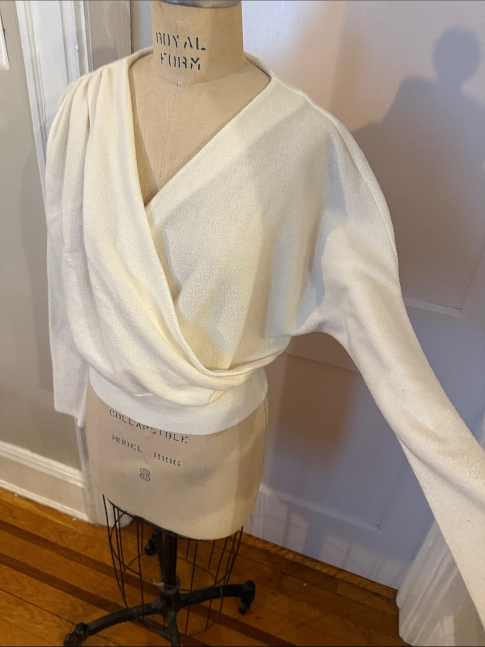 Ann Taylor Fleece like Cream Draped Top